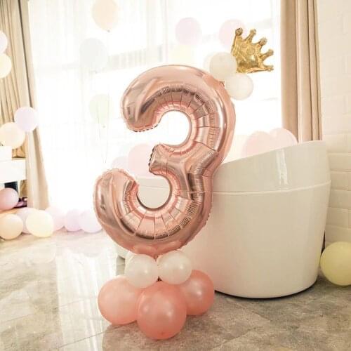 1 Year Birthday Decor Rose Gold Foil Number Balloon Figures Number Ballons Helium Decor 1st Birthday Party Decor Kids Adult Girl