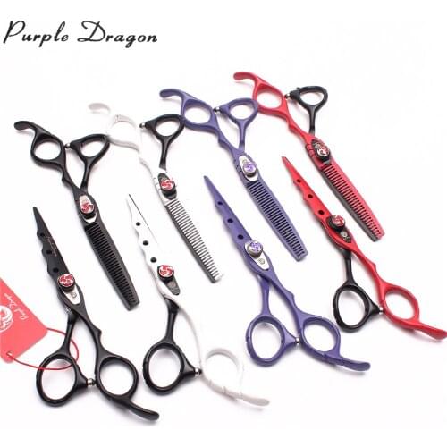 1Pair 6" JP Stainless Purple Dragon Dogs Scissors Straight Scissors Thinning Shears Pet Scissors Dog Grooming Scissors Set Z1019