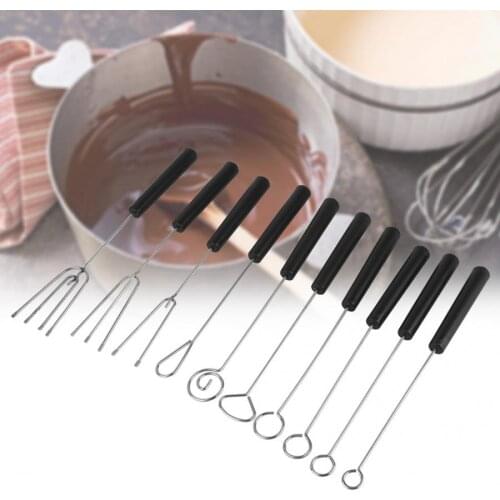 10Pcs/set Chocolate Dipping Fork Stainless Steel Cake Tool Pen Hot Pot Dessert Cheese Fruit Fork Kitchen Home DIYcake Decoration