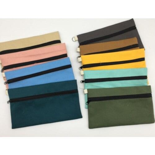 300pcs Coloful blank canvas zipper Pencil cases pen pouches cotton cosmetic Bags makeup bags Mobile clutch bag organizer SN1726