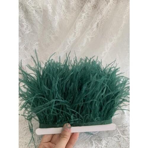 5 yards Green Ostrich Feather Fringe trim with Ribbon Tape