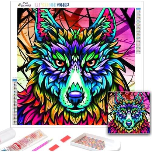 5D Diamond Painting Wolf Animal Full Square Round Diamond Embroidery Cross Stitch Diamond Mosaic Cat Wall Art Home Decoration