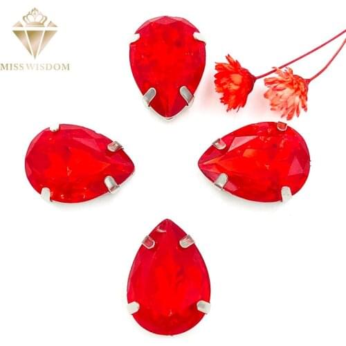 Free shipping Matt Red opal teardrop sew on rhinestones with claw flatback Resin loose rhinestones DIY garment Accessories