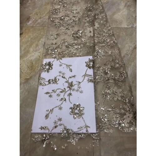 L-112516 glued glitter sequins lace fabric Hot selling African French net tulle Lace Fabric for party