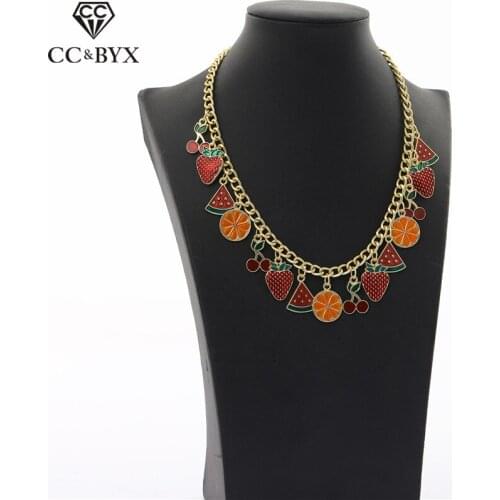 CC Necklace For Women Forest Style Fruit Shape Unique Wedding Fashion Jewelry Party Accessories Fine Gifts Crystal Bijoux D063