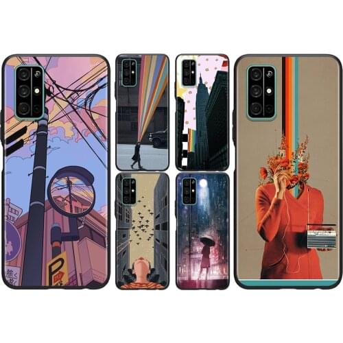 Aesthetic Style Painting Art For Huawei Honor 50 SE V30 View 20 V20 30i 30S 30 20S 20E 20i 20 Lite Pro Plus Soft Phone Case