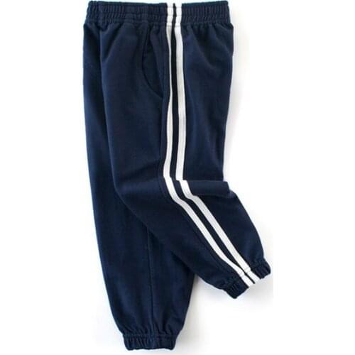 Children Sweater Pants Boys Sports Pants Kids Trousers Solid Color With White Edge for 2-7 Years