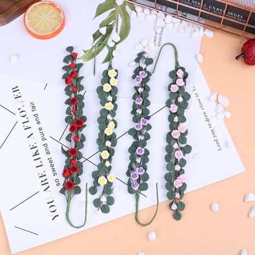 Diy Miniatura Roses Doll House Miniature Brocheta flowers handcrafted Clay Colorful Cute Climbing Rose Wattle