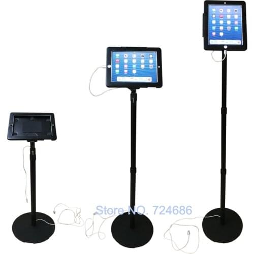 For iPad 2/3/4/air/pro 9.7 inch floor lock stand secure kiosk bracket support height adjustable display on retail store or bank