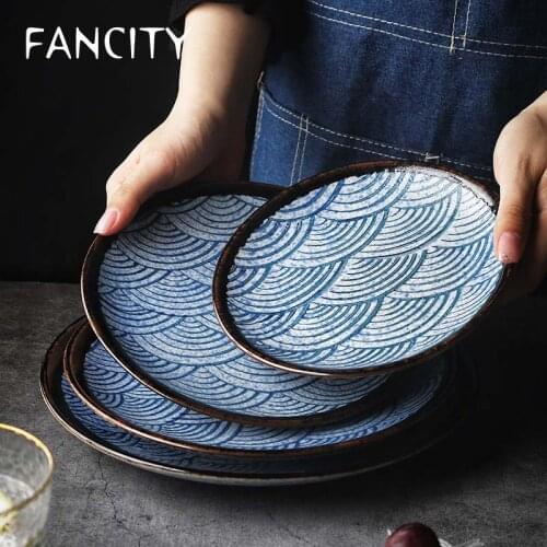 FANCITY Japanese tableware bone plate plate ceramic plate household flat breakfast plate vegetable plate dumpling plate