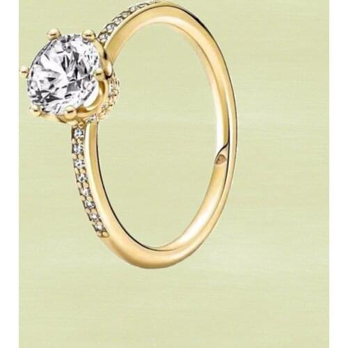 2021 High-quality New S925 Silver Clear Sparkling Crown Solitaire Ring, Exquisite Charming Jewelry For Romantic Gift For Wife