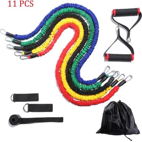 New 11 PCS Tube Resistance Bands Set Fitness yoga gym Exercise Elastic Bands for home gym Training Workout fitness Equipment