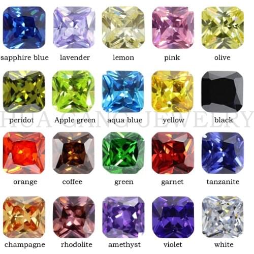 Cubic Zirconia Stone Multicolor Square Shape Octangle Cut Loose CZ Stones Synthetic Gems Beads For Jewelry 2x2~12x12mm AAAAA