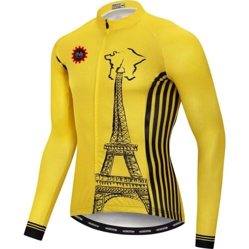 Men Cycling Jerseys Long sleeve Mountain Bike Clothes Breathable Bike Tops mtb Long Shirts Back With 3 pockets S-3XL