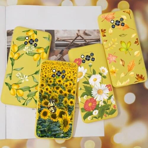 Flower Soft Case For Xiaomi Poco X3 Pro Case Silicone Yellow TPU Matte Back Cover Poco X 3 NFC Coque Poco X3 Bumper Case