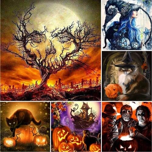 5D DIY Diamond Painting "Halloween scenery" Cross Stitch Kit Full Drill Square Diamond Embroidery Mosaic Art Pattern Home Decor