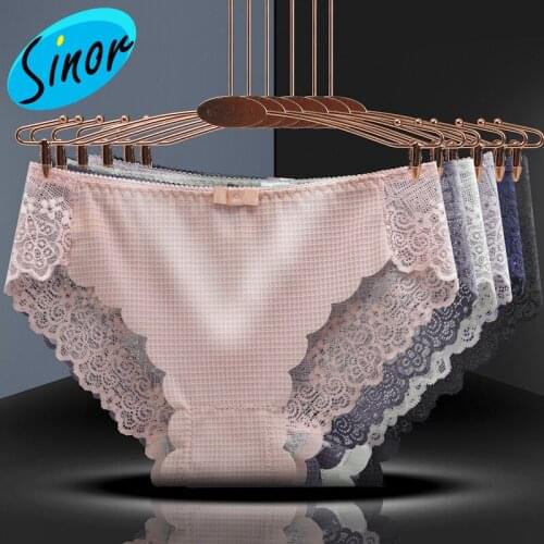 Girls Underwear Lace Womens Ultra-Thin Temptation Crotch Low Waist Mesh Cotton Hip Sexy Breathable Briefs Large Size