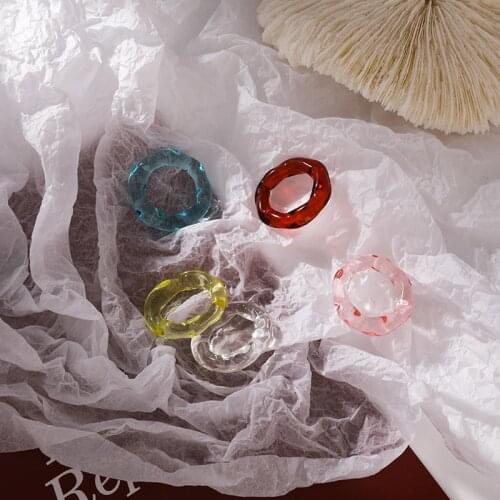 2021 New Fashion Transparent Candy Color Ring Womens Popular Cute Wave Ring Party Accessories