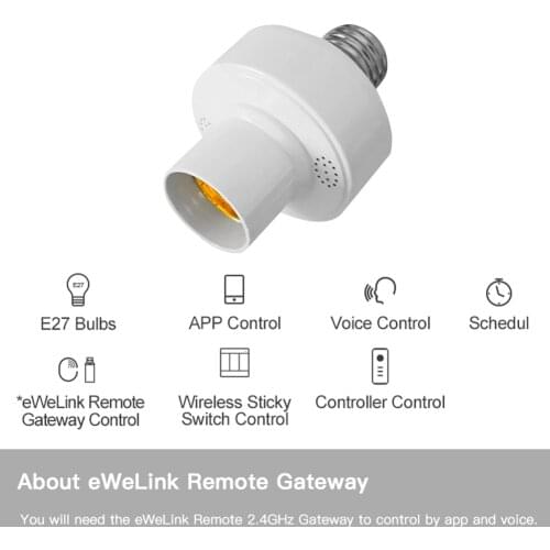 Bluetooth-compatible Smart Light Bulb Socket E27 Lamp Bulb Holder Supports eWeLink App Control for iOS Android