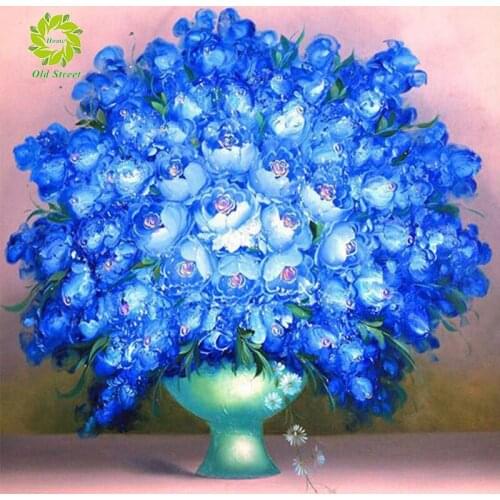 FULL Mosaic Pattern 5D DIY Diamond Art Embroidery Home Decoration Bluish Violet Flower Diamond Painting Cross Stitch New Year