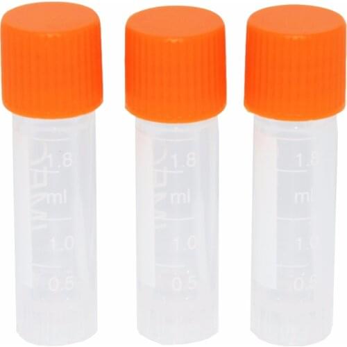 100 PCS Clear Plastic Test Tubes Centrifuge Tubes 1.8ml Science Lab Microcentrifuge Tubes (Orange)
