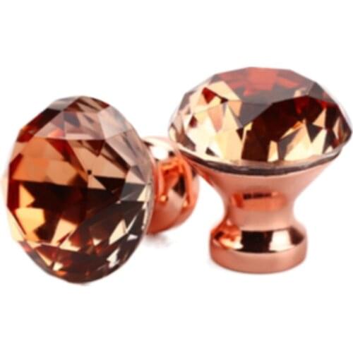 12pcs Rose Gold Diamond Shape Design Crystal Door Furniture Knobs Cupboard Drawer Cabinet Pull Kit Handles Zinc alloy Delicate