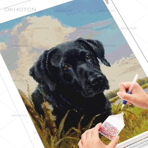 Dog Paint with Diamond Full Square Cross Stitch Diamond Embroidery Animals Bead Picture Kits Handwork Art Gift