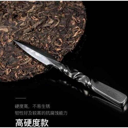 High Hardness Pattern Steel Handmade Pu'er Tea Knife Needle Cone Cuttle Non-damascus Ancient Horse Ceremony Accessories