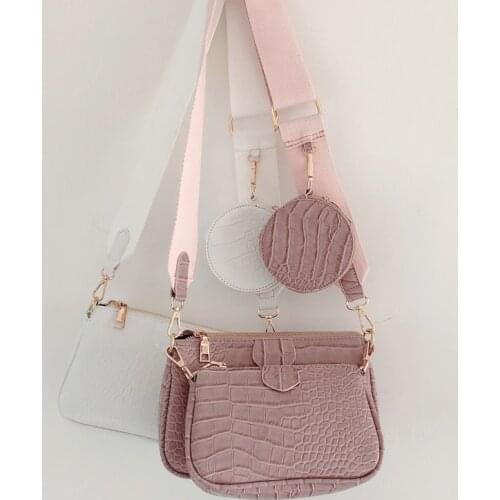 Fashion Alligator Women Shoulder Bag Designer Wide Strap Crossbody Messenger Bags Lady Casual Crocodile Pattern Women Bag 2020