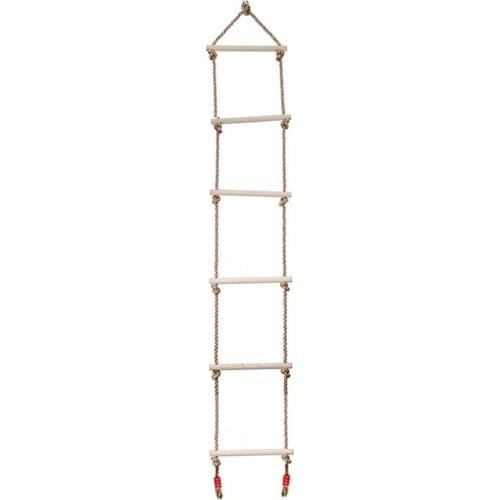 Top!-6-Level Wooden Rope Ladder Multi-Step Ladder Indoor and Outdoor Safety Sports Ropes Fitness Toys for Children and Adults
