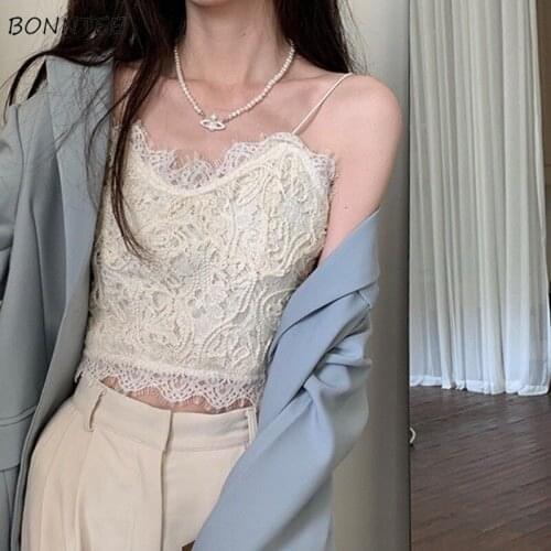 Camisole Women Summer French Style Sexy Ladies Tops Party Clubwear Casual Vintage Lace Sleeveless Fashion Harajuku Hot Sale New