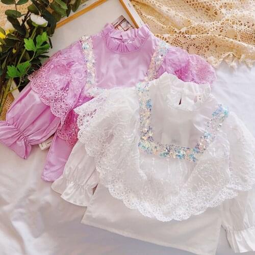 Spring Autumn Baby Girl Blouses Fashion Lace Long Sleeve Shirts for Girls 3 4 5 6 7 Years Toddler Kids Clothing 2020 Child Shirt