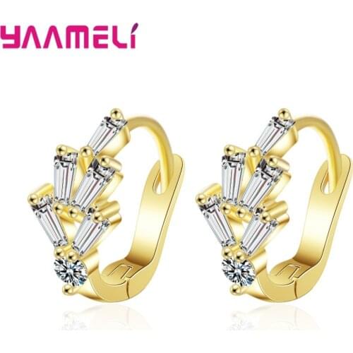 Dropshipping Real 925 Sterling Silver Earrings Luxury Cute Crystals Paved Women Hoop Earrings Wholesale Fashion Jewelry