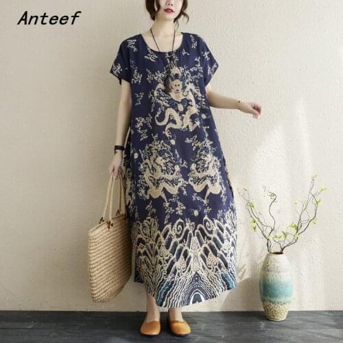 Short sleeve cotton linen vintage dresses for women casual loose long woman summer dress elegant clothes 2021 sundress