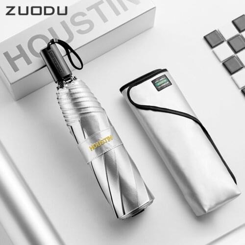 ZUODU Folding Women Parasol Portable Mini Pocket Sun Uv Protection Silver Coating Women Umbrella Folding Windproof Sun Umbrellas