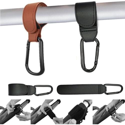 2pcs PU Leather Baby Bag Stroller Hook Pram Rotate 360 Degree Rotatable Velcro Cart Organizer Pram Hook Stroller Accessories