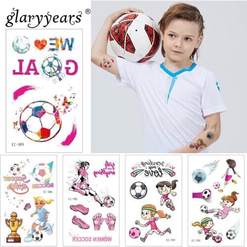 Glaryyears 1 Sheet Kids Temporary Tattoo Sticker Waterproof Fashion Football Designs Cute For Children EC