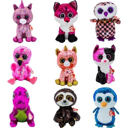 15cm Ty Big Eyes Unicorn Alpaca Swan Spider Dinosaur Goat Dog Cat Doll Plush Stuffed Animal Collection Toy Christmas Gift