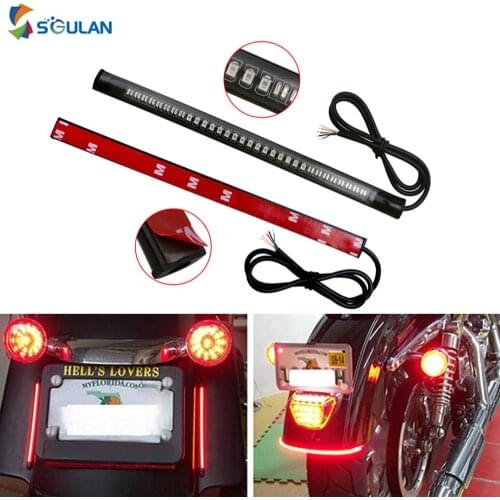2X 48SMD Motorcycle Universal light strip LED brake light turn signal waterproof motorcycle license plate taillight bar 12V