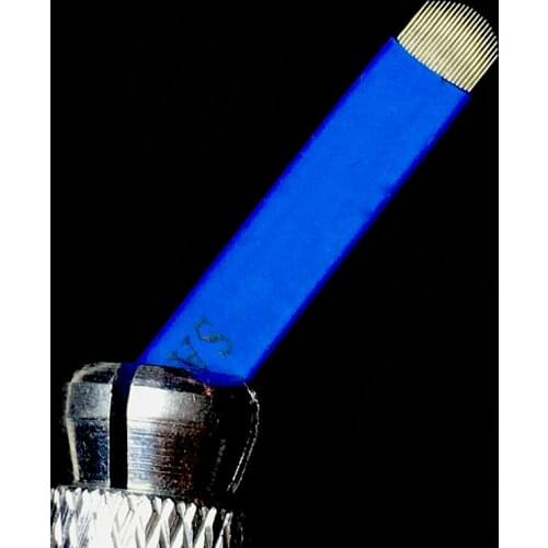200Pcs Blue 0.20mm 18U 21 U Shape Permanent Makeup Eyebrow Tattoo Needles Blade For 3D Microblading Lamina Blade Agulhas Tebori