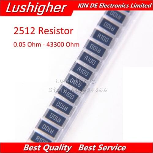 50PCS 2512 SMD Resistor 1W 1% 0.1R 0.1 0.05 49.9 1 22 0.5 12 4.7 10K 100 1.2K 39 240 3920 43200 Ohm 0.1ohm R100 R10 0.05R 49R9