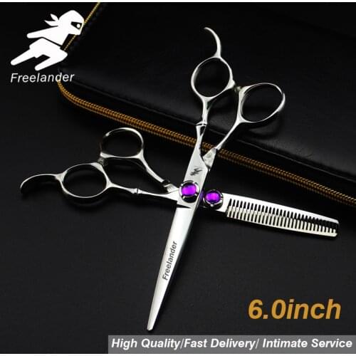 6.0 sale Purple Diamond Japanese Hair Scissors Cheap Hairdressing Scissors Shears Hairdresser Shaver Haircut Scissors Size Teeth