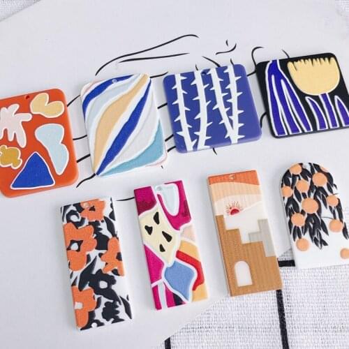 DIY jewelry accessories fresh hand-painted acrylic embossed pendant jewelry accessories materials