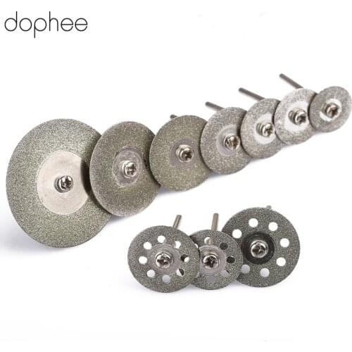 Dophee Diamond Saw Cutting Wheel Blades Rotary Tool Set Shank for Dremel Rotary Tool 3.0mm Shank 22/30/19/40/25/16MM 10PCS