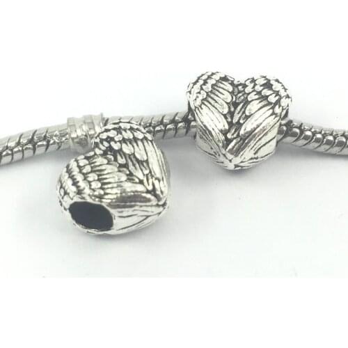 Angel Wings Big Hole Alloy European Beads Fit Charms Bracelets & Bangles Necklace