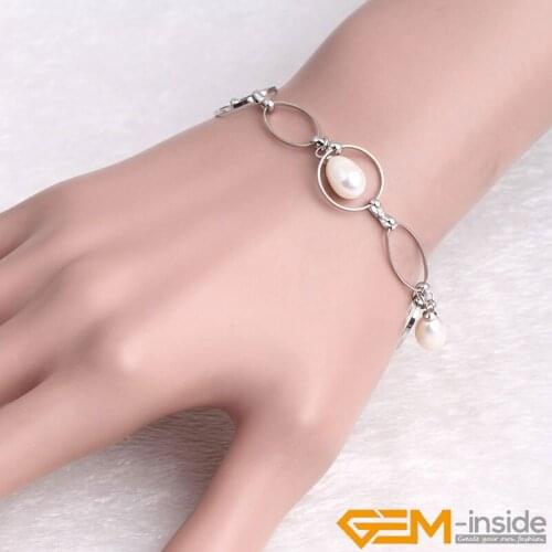 6-7mm Olivary Rice Freshwater Pearl Bracelet Fashion Jewelry Bracelet Gift For Women Party Gift Valentines Day Gift
