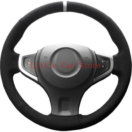 Steering Wheel Covers Black Suede Hand-stitched Car Cover For RENAULT Koleos 2008-2021 Samsung QM5 2007-2014