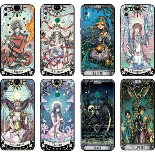 Black tpu Case For Huawei Y9S Y6S Y8S Y5P Y7P Y8P Case For Huawei Y5 lite Prime 2018 Y6 2019 Cover Tarot