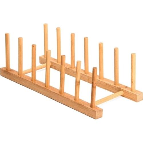 R58A Wooden Bamboo Vinyl Record Storage Holder Display Stand Dish Plate Bowl Cup Book Pot Lid Cutting Board Drying Rack Shelf