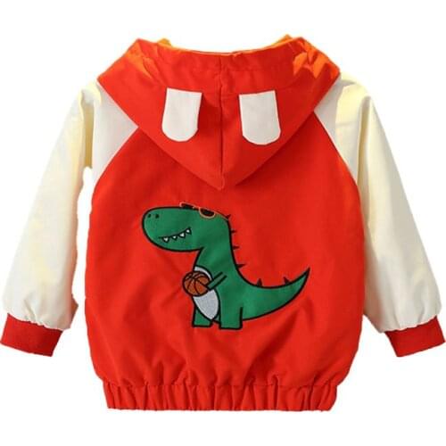 Baby boy clothes 0-6 years old spring and autumn jacket jacket children windbreaker boy cartoon cute dinosaur hooded jacket